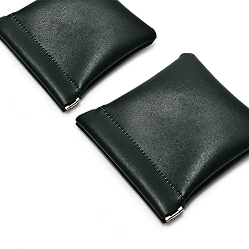 PU Leather Jewelry Travel Bag Leather Jewelry Pouch Christmas (Dark Green / 3.54"x3.54")