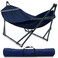 Heavy Duty Hammock Stand with Canvas Net (3. Navy)