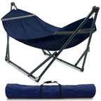 Heavy Duty Hammock Stand with Canvas Net (3. Navy)