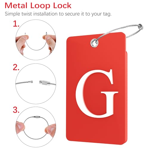 2 Pack Initial Luggage Tags for Suitcases Airplane Travel Essentials (Large G / Red)