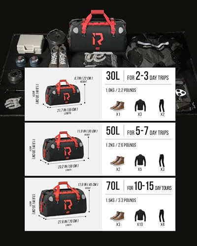 Waterproof Motorcycle Duffel Bag Tail Bag 70L Dry Bags Luggage (70L / Black)
