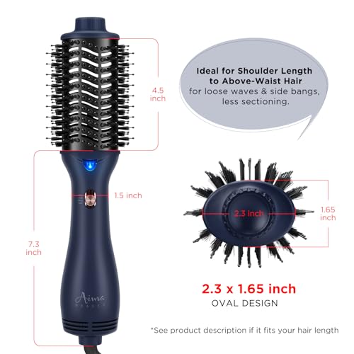 One Step Hair Dryer Brush and Styler Volumizer (Prussian Blue / 2.3" Oval Barrel)