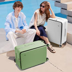26 Inch Large Checked Luggage PC Hard Shell Suitcase Top Opening Aluminum Frame Travel Suitcases with Wheels (Avocado Green / 26-inch)