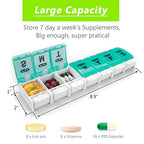 Extra Large Weekly Pill Organizer 2 Times a Day (Cyan & Yellow)