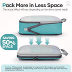 9 11 Set Compression Packing Cubes for Travel Essentials (Cyan / 9 set)