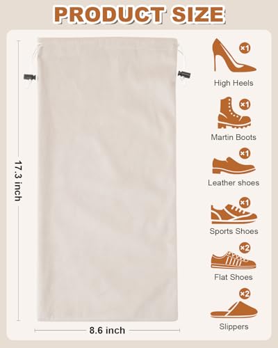 6 Pcs Single Shoe Bags for Travel (Beige / 17.3"x8.6")