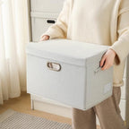 Collapsible Storage Bin with Lid [5 (Beige / M(5-Pack))