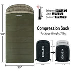 Sleeping Bags for Adults XXL Cold Weather (Green / 0F Right Zip)