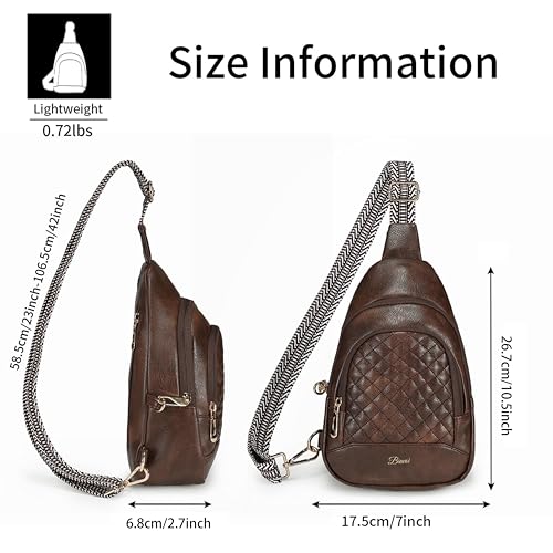 Crossbody Bags for Women Anti Theft Small Sling Handbag with Zipper Lock Vegan Leather RFID Blocking Chest Pure (Coffee)