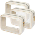 Clear Makeup Bag Travel (3 Pack Beige / TSA Specialist (3-Pack Medium - Soft))