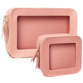 2 Pcs Clear Makup Bag Set (Mini+Large Pink)