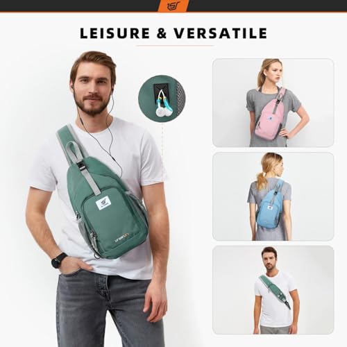 Sling Bag RFID Crossbody Sling Backpack Cross Body Shoulder Bag Travel Hiking Daypack for Women Men (Green)