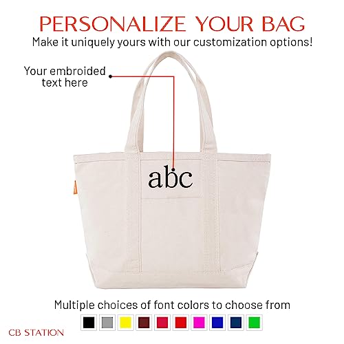Medium Classic Personalized Monogram Canvas Tote Bag for Women (Natural)