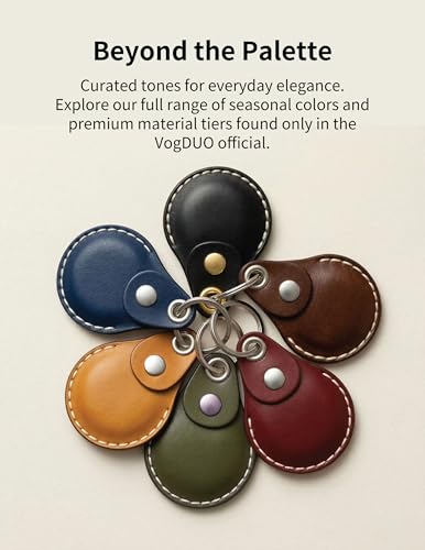 Genuine Leather Keychain Holder for AirTag (Tan)