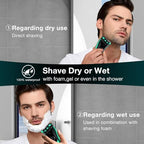 Electric Razor for Men Cordless Rotary Shaver Wet Dry with Trimmer (Green)