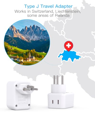 US to Switzerland Plug Adapter (Type J - Switzerland)