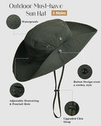 Sun Hats for Women Ponytail Wide Brim Summer Packable Cowboy Hat (One Size / Army Green)