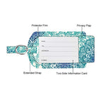 2 Pack Luggage Tags Leather Name ID Labels with Privacy Cover (Emerald Illusions)