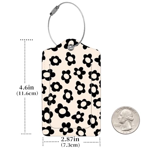2 Pcs Luggage Tags for Suitcase (Black Flowers)