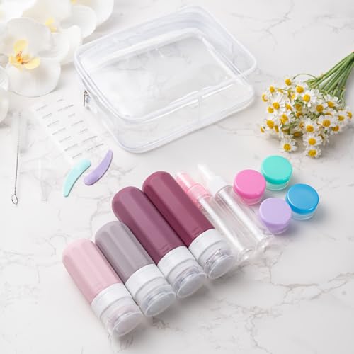 16 Pack Travel Bottles for Toiletries (16PCS/Cranberry)