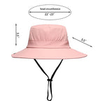 Womens Summer Sun Hat Beach Hat Wide Brim Outdoor UV Protection Hat Foldable Cool Mesh Ponytail Bucket Hat (6-7 / Pure Pink)
