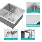 15 x 15 Inch Undermount Kitchen Sink 18 Gauge 304 Stainless Steel (Brushed / D15"xW15"xH8")