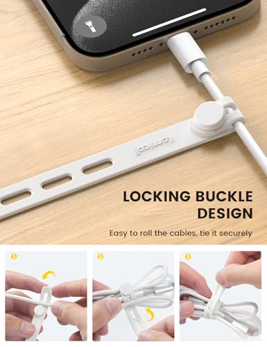 10 Pack Silicone Cable Ties Cord Organizer (10pack / White)