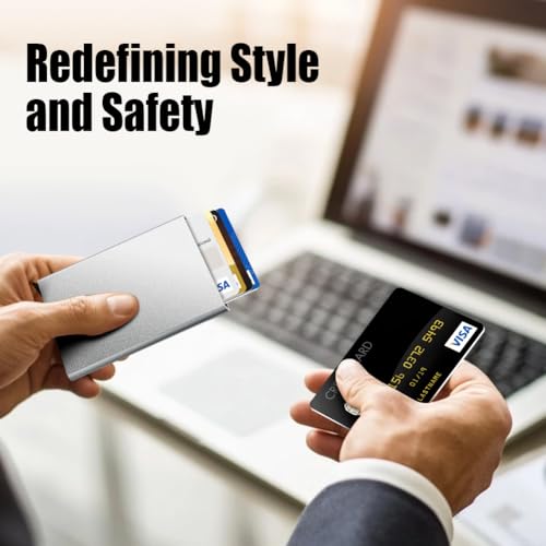 Slim Minimalist Wallet RFID Credit Card Holder for Men (small / Metallic Silver)