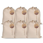 LFH Home Cotton Rich Canvas Extra Large Laundry Bag with Drawstring and Handles Heavy Duty (24”x36” (Pack of 6) / Natural)