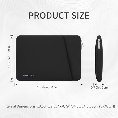 RAINYEAR 13.3 Inch Laptop Sleeve Padded Case Cover with Front Pocket (13.3-14 inch / Black)
