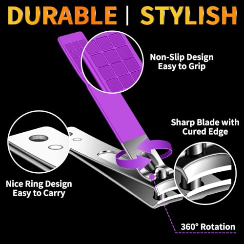 Manicure Set 16Pcs Professional Stainless Steel Pedicure Kit Mens Grooming Kit Fingernail & Toenail Clippers Set Manicure Kit with Luxurious Travel Bag (16Pcs-Purple)