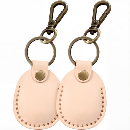 2 Pack Genuine Leather AirTag Holder Compatible with Apple AirTag 2nd Gen & 1st Gen ([2 pack] White)