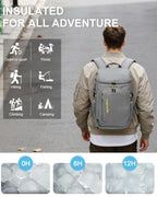 Cooler Backpack Insulated Leak Proof for Women Men Soft Cooler Bag (36 Cans / Leather Gray With Yellow)