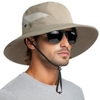 Sun Hats for Men Women Wide Brim Bucket Hat Khaki (Khaki (With Mesh))