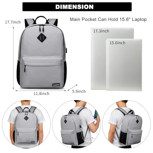 Backpack for School (D56-gray / 15.6 Inch)