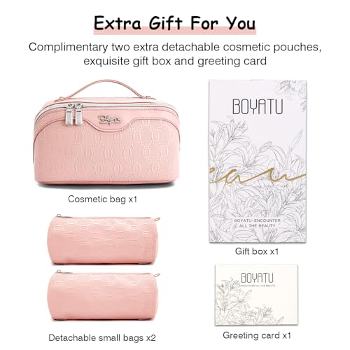 Travel Makeup Bag Cosmetic Bags for Women (G-3-Pink)