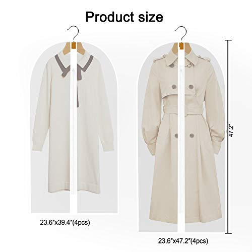 8pcs Clear Garment Bags for Hanging Clothes (White Edge / 40" 48" / 8Pcs)