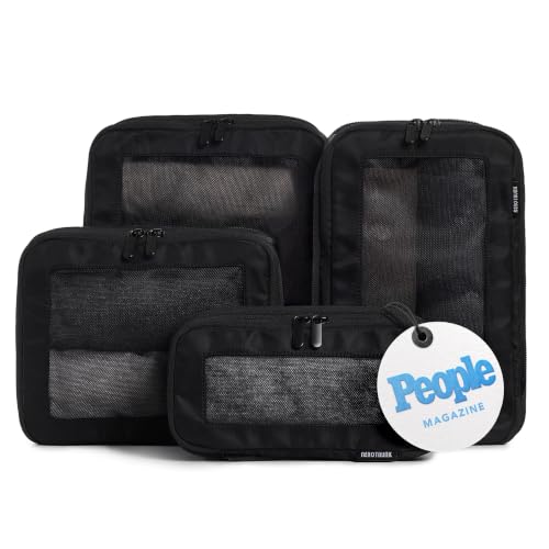 Compression Packing Cubes for Travel (4-Pack / Black)