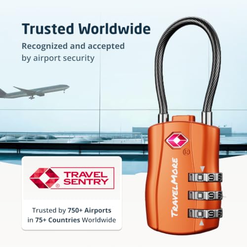 TSA Approved Luggage Locks (Orange / 6 Pack)