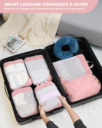 Compression Packing Cubes for Travel (Set of 6 New Size / 6-1-Pink)