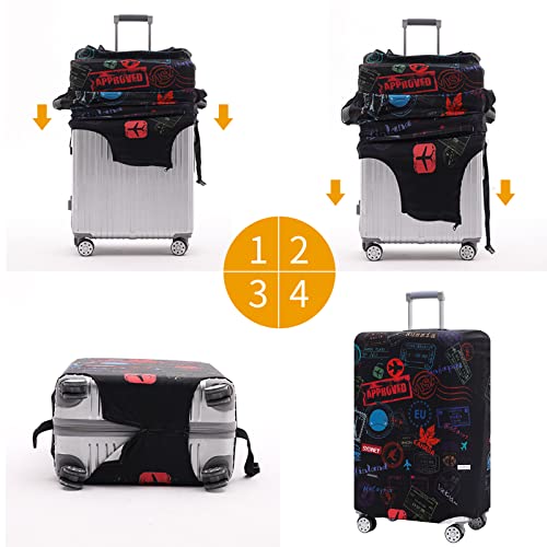 Travelkin Luggage Covers For Suitcase Tsa Approved Suitcase Cover Protector (World Set / M)