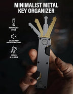 Key Organizer Key Holder Compact Key Case Minimalist Metal Key Chain Key Holder for Keychain Secures 8 (Gunmetal)