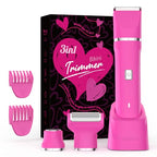 3-in-1 Bikini Trimmer for Women, Electric Shaver, Grooming Kit (Hot Pink)