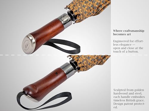 Folding Umbrella Lux Hardwood Handle Pimlico Mustard Navy (Pimlico Mustard Navy)