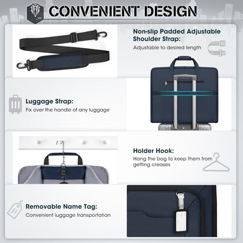 Garment Bags for Travel Carry On Garment Bag for Hanging Clothes (Blue)