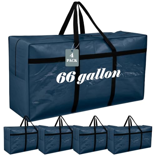 4 Pcs 66 Gallon Extra Large Moving Bags Heavy Duty Storage Bag (66 Gallon / Ocean)