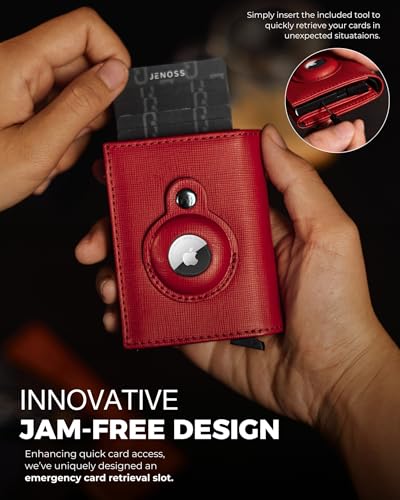 Jenoss Smart AirTag Wallet for Men & Women (Red & Black Jarvis New ( Airtag ))