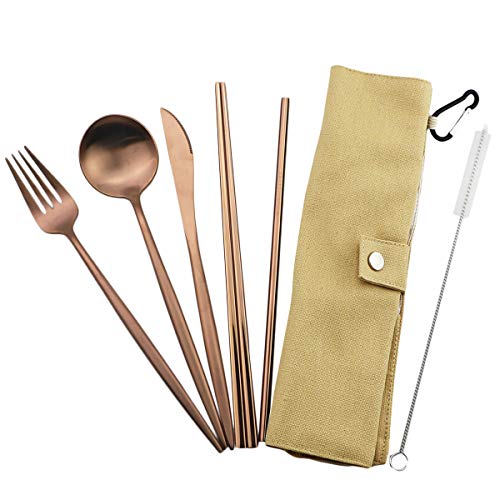 Luxury Rose Gold Matte Portable 18 (Khaki Pouch / Rose Gold)