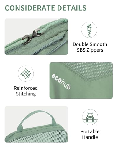4 Set Compression Packing Cubes for Travel Essentials (Green-Compress)