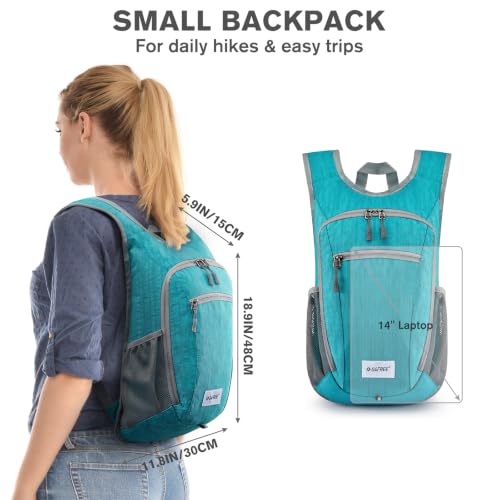 10 15L Small Rucksack Foldable Backpack Lightweight Packable Daypack Travel Outdoor Hiking Shoulder Bag (Teal Blue / 20L)